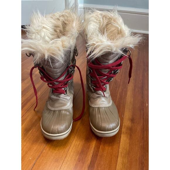 Sorel Tofino II women’s size 6 waterproof winter boots tan faux fur lining - Picture 4 of 8